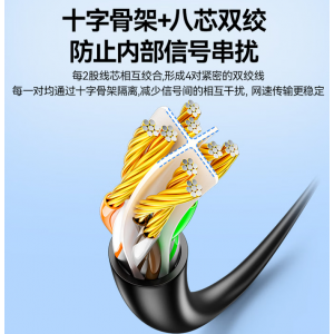 山泽 六类网线 3米千兆高速网络宽带线 6类工程家用电脑路由器2.5g监控线 CAT6八芯成品跳线黑色WD6030