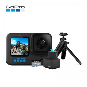 GoPro HERO10 Black运动相机Vlog摄像机 防水自拍续航礼盒（单机+三向自拍杆+双充+单电池+64G内存卡+自拍杆套装）