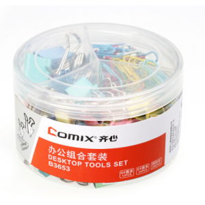 齐心(Comix)B3653 办公组合套装（25mm/19mm票夹长尾夹/29mm回形针曲别针）