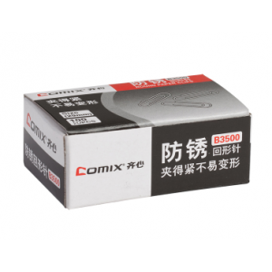 齐心(Comix) B3500 防锈回形针(纸盒)镍 100枚/盒