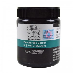 温莎牛顿画家专用丙烯颜料300ml大瓶  黑色