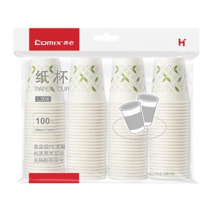 齐心(Comix) L304 加厚一次性纸杯200ml 100个/包