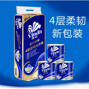维达(Vinda) V4073卷纸 蓝色经典4层200克*10卷/提 