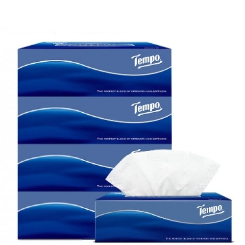 纸巾 得宝(Tempo)T2274盒装面巾纸(天然无香)-90抽210*195mm 4盒/提8提/箱