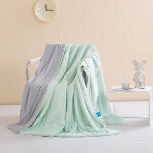 空调被凉感被夏季单双人冰丝夏被薄被芯子可水洗机洗 香草绿+灰 200X230cm【双人夏被可机洗】