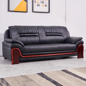 真皮实木办公沙发  三人位  216*85*90CM